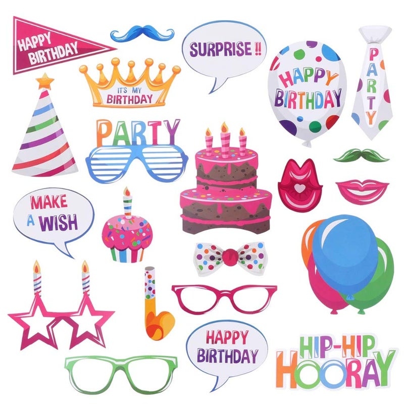 Simple polymer 22 Pcs Happy Birthday Photo Booth Props - Funny DIY Creative Decor for Celebrating - Image 1